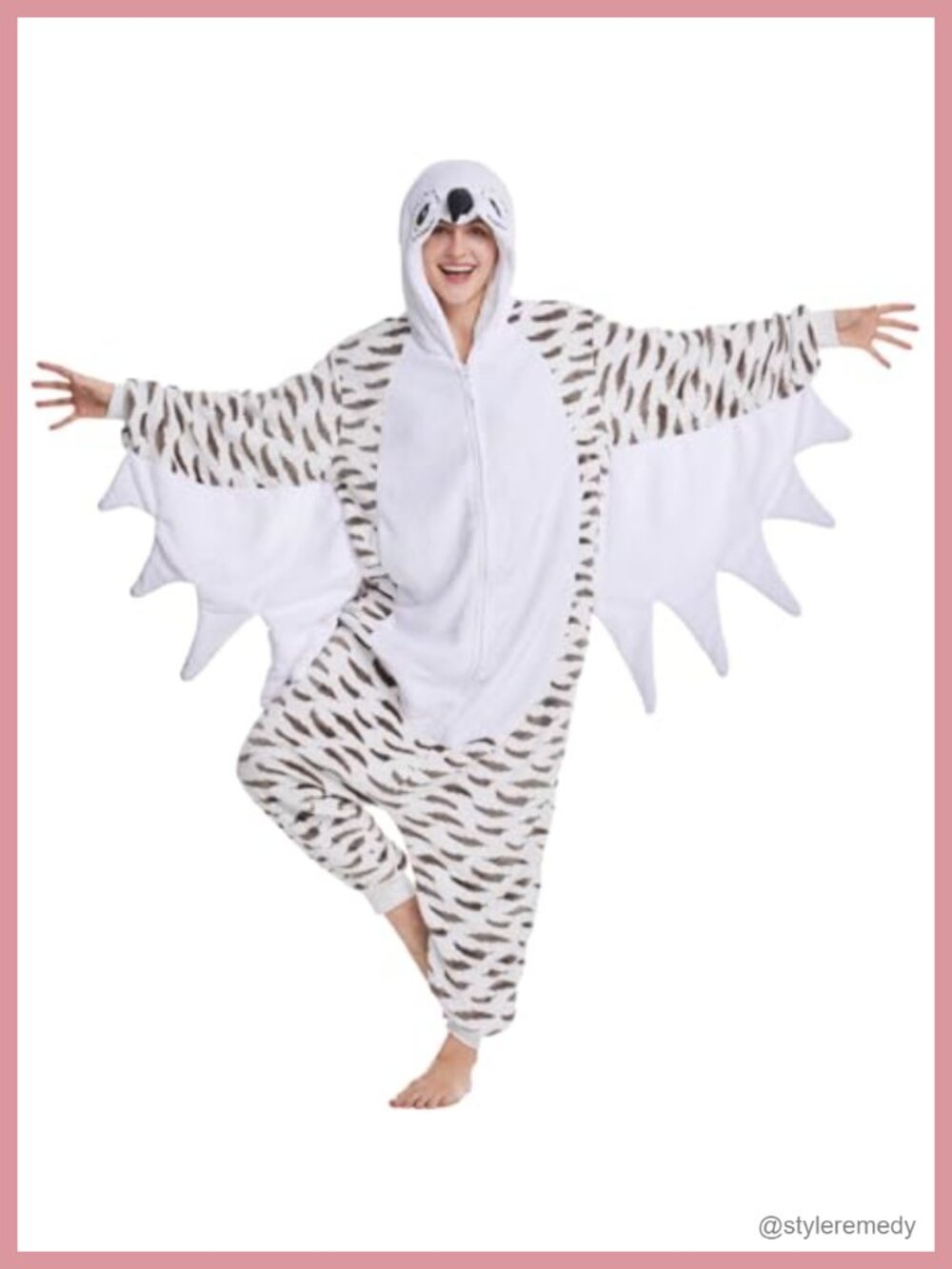 Flannel Owl Onesie Adult Halloween Costume Hooded Jumpsuit Pajamas